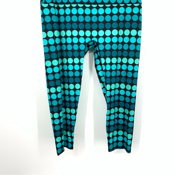 K DEER Women Size 2XL Leggings Capri Cropped Blue Black Polka Dot Printed Pants - Picture 3 of 6